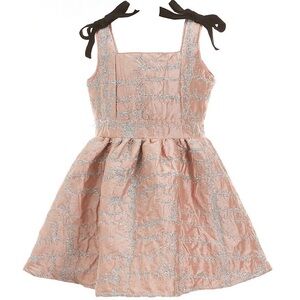 A Loves A Little Girls Glitter Velvet Bow Party Dress